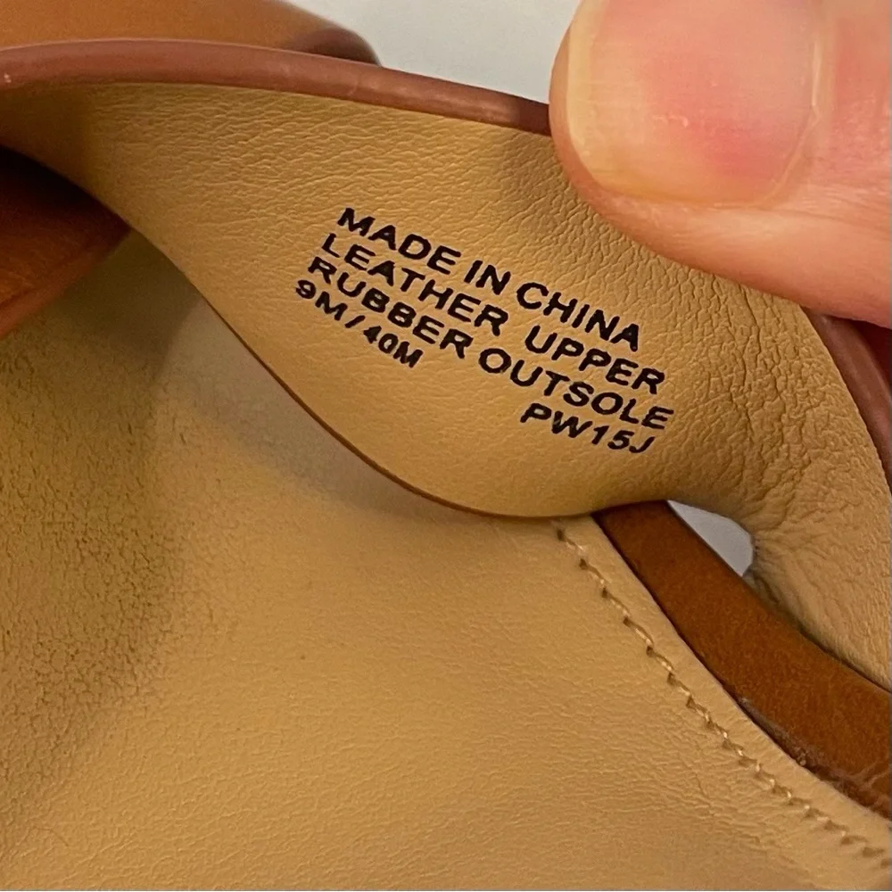 Michael Kors Tan Leather Espadrille Wedge Sandals Size 9